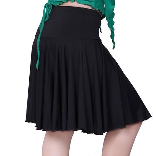 Lateinamerikanischer Tanz Röcke Drapierung Teilungsnaht Damen Leistung Training Natürliche Taille Milchfaser Image