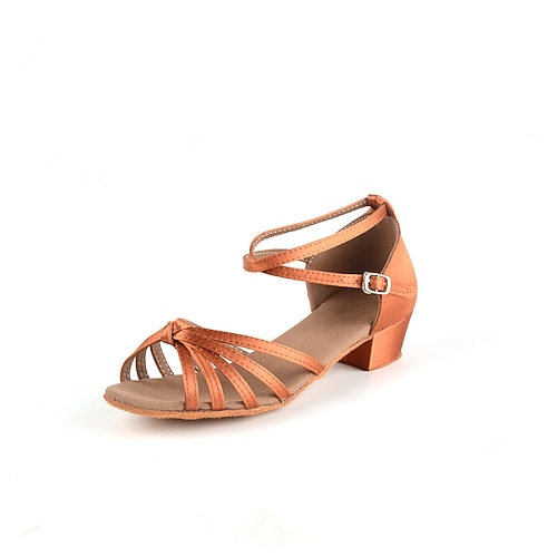 Damen Schuhe für den lateinamerikanischen Tanz Tanzschuhe Leistung Innen Satin Grundlegend Absätze Starke Ferse Silber Schwarz Gold Image