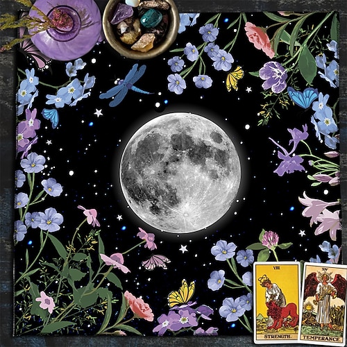 Tarot-Tischdecke für Spiele, Altardecke, Hexerei-Astrologie-Dekor, Orakelkarten-Unterlage, Tarot-Matte, Hexer-Dekor, Partygeschenke, Party-Geschenk-Dekor, Partyzubehör, magische Kunst, Wahrsagerei Image