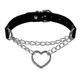 wwbginf langes verlängertes Herz Anhänger Choker Halskette Punk Gothic Choker Pu Kragen mit Metallkette für Frauen, Mädchen (schwarz)