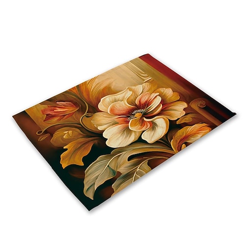 Sonnenblumen-Tischsets, hitzebeständig, Bauernhaus-Tisch-Tischset, schmutzabweisendes Tischset, Tischset für Hochzeit, Küche, Esstisch, Dekoration für drinnen und draußen Image