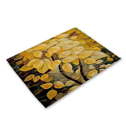 Sonnenblumen-Tischsets, hitzebeständig, Bauernhaus-Tisch-Tischset, schmutzabweisendes Tischset, Tischset für Hochzeit, Küche, Esstisch, Dekoration für drinnen und draußen Image