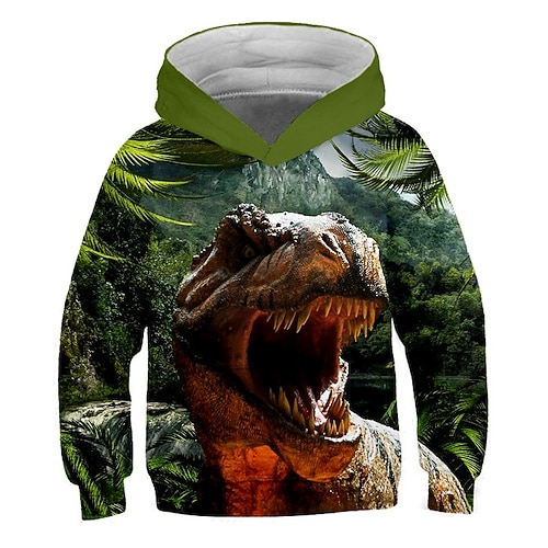 Kinder Jungen Hoodie Tier Freizeit 3D Druck Langarm Aktiv 2-12 Jahre Winter Weiß Image