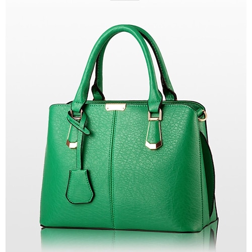 Grüne Damenhandtasche aus Kunstleder – elegante strukturierte Tragetasche mit goldenen Akzenten für Arbeit, Reisen und den Alltag