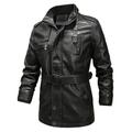 Herren Lederjacke Motorradjacke Outdoor Freizeitskleidung Windundurchlässig Warm Tasche Mit Gürtel Herbst Winter Glatt Modisch Strassenmode Ständer Standard Schwarz Gelb Kaffee Jacken