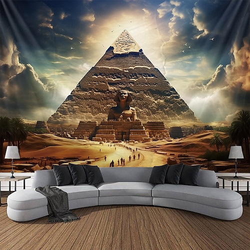 Ägyptische Pyramide hängender Wandteppich, Wandkunst, großer Wandteppich, Wanddekoration, Fotografie, Hintergrund, Decke, Vorhang, Zuhause, Schlafzimmer, Wohnzimmer, Dekoration Image