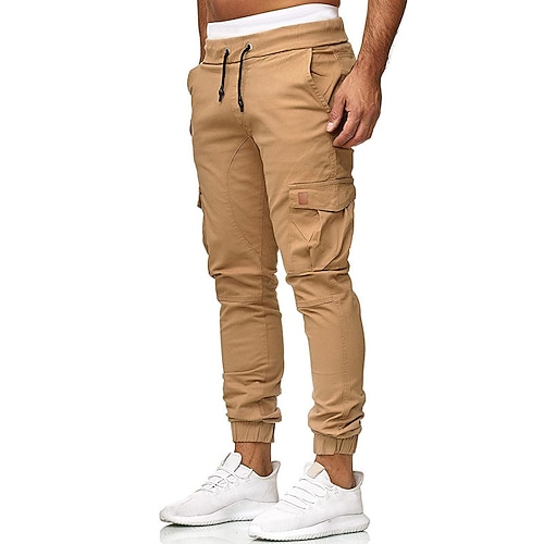 Herren Cargo Jogginghose sportlich Freizeithose Mode Slim Fit Jogginghose Bleistifthose khaki Image
