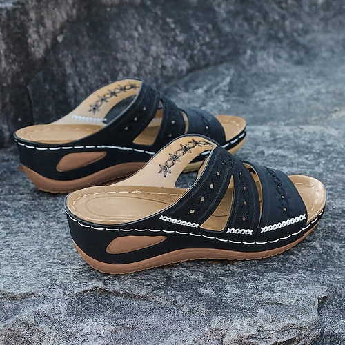 Damen-Sandalen mit offener Spitze für den Sommer – gepolsterte Sohle mit Cut-out-Design, in mehreren Farben für den Freizeitlook erhältlich Image