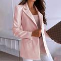 Damen Blazer Freizeitjacke B¨¹ro Arbeit Casual Herbst Frühling Standard Mantel Regular Fit warm halten Casual Jacken Langarm Feste Farbe Kariert Blau Rosa Gelb