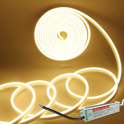 Wasserdichter flexibler LED Neon Strip Licht mit Strom 12V Außen Silikonseil 5 m 16,4 ft 600 SMD Pool Lichtband geeignet für Signature Bar Zuhause Küche Schlafzimmer Partydekorationen Image