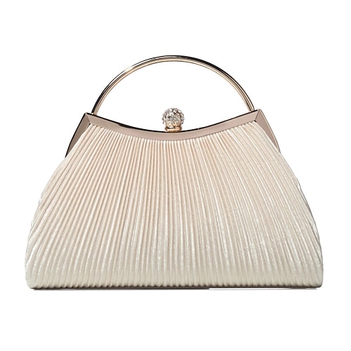 Marineblaue Abendclutch für Damen – elegante Handtasche aus plissiertem Samt mit goldenem Griff und Strassverschluss, perfekt für Hochzeiten, Partys und formelle Anlässe