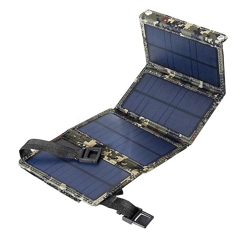 20 W tragbares Solarladegerät, 5 V, faltbares Solarpanel mit USB-Anschluss, kompatibel mit Handy-Digital-Spiegelreflex-Powerbank für Outdoor-Camping, Wandern, Wohnmobilausflug Image