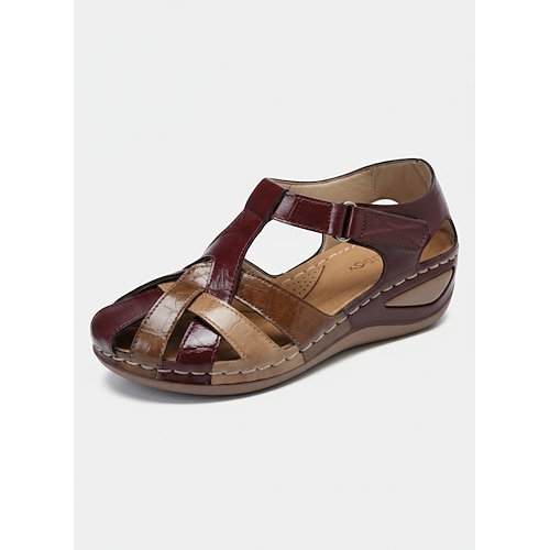 Bequeme Damen-Sandalen mit verstellbarem Klettverschluss – geschlossene Freizeitschuhe für den ganzen Tag Image