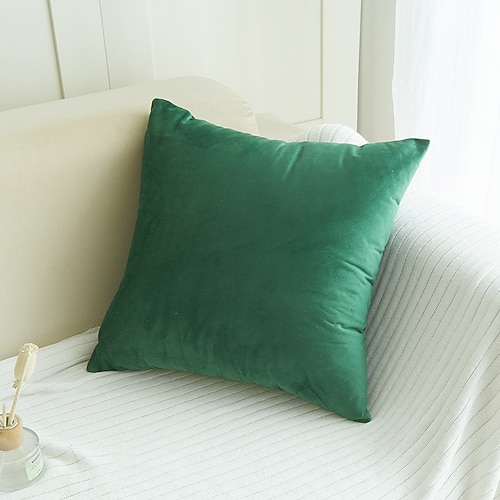 Dekorative Wurfkissen, Samt-Kissenbezug, einfarbig, für Schlafzimmer, Wohnzimmer, Sofa, Couch, Stuhl, Rosa, Blau, Salbeigrün, Lila, Gelb, gebranntes Orange Image