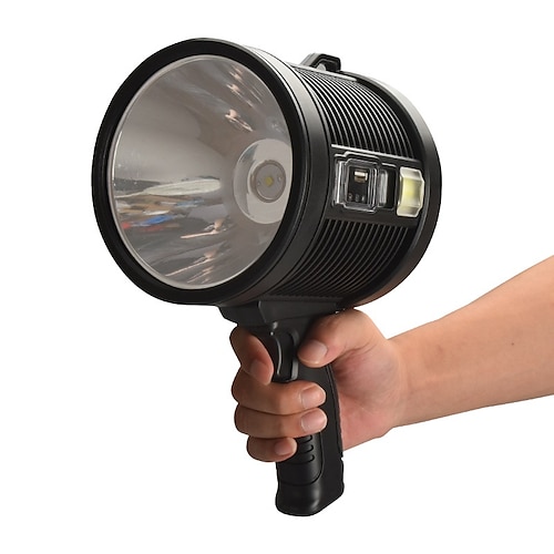 Wiederaufladbare Spotlight-Taschenlampe, ultraheller 200.000-Lumen-Spotlight mit Ständer mit 3 Hauptmodi und 4 Farbfiltern, LED-Spotlight für den Außenbereich, in der Hand, USB-Kabel im Lieferumfang Image