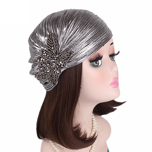 Retro Vintage Goldene Zwanziger 1920er Rüschen-Turban-Hut Kopfbedeckungen Charleston Hochzeitsgast Kostüm Damen Maskerade Alltagstauglich Hochzeitsempfang Junggesellinnenabschiedsparty Erwachsene Hut Image