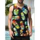 Herren Tank Top Unterhemden Grafischen T-Shirt Lustige T-Shirts Ärmelloses T-Shirt für Männer Ananas Rundhalsausschnitt Hellgelb Schwarz Gelb Rosa Grün 3D-Druck Täglich Festtage Ärmellos 3D-Druck