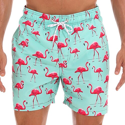 Herren Boardshorts Badeshorts Badehose Schwimmshorts Bademode Sommer-Shorts Strandshorts Kurze Hosen Tasche Kordelzug mit Mesh-Futter Graphic Flamingo Schnelltrocknend Outdoor Festtage Ausgehen Image
