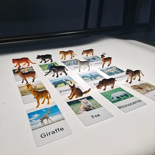 Montessori-Lehrmittel Tiermodell-Karte passende Alphabetisierungskarte Alphabetisierungskarte Englisch Sprachlehrmittel Spielzeug für die frühkindliche Bildung Zurück zur Schule Geschenk für Image
