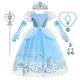 Mädchen Frozen Elsa Kostüm Kleid Kleidung Set Performance Jubiläum blau Langarm Mode niedlich Kleider Herbst Winter 7-13 Jahre