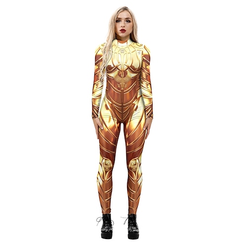 Karnevalskostüm Ganzkörperanzug Superheld Karneval Zentai-Anzüge Cosplay Kostüm Catsuit Glänzend Erwachsene Damen Halloween Karneval Party Einfaches Karnevalskostüm Verkleiden Image