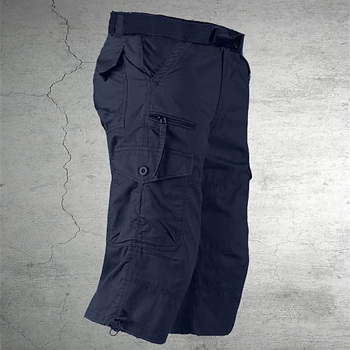 Herren Cargo Shorts Kurze Hosen Caprihose Kurze Hose für Wanderer Tasche mit Reißverschluss Bein Kordelzug Glatt Komfort Atmungsaktiv Outdoor Täglich Ausgehen Brautkleider schlicht Groß und hoch Image
