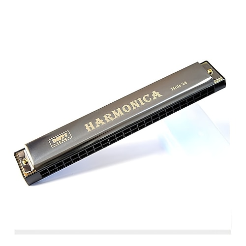 24-Loch Mundharmonika Mund Metall Orgel Musikinstrumente für Anfänger Mundharmonika Harfe Harmonium Blues Hinweise Unterricht spielen Geschenk Image