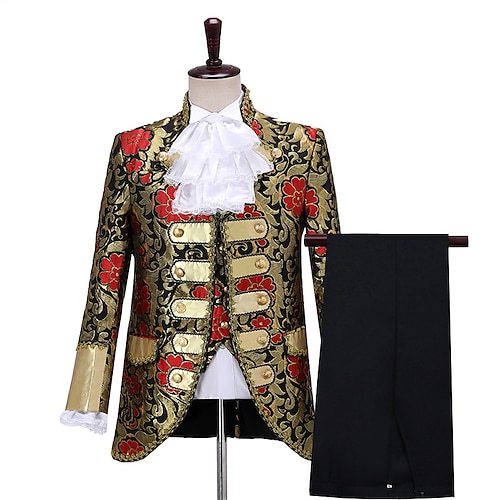 Klassisch Retro Vintage Rokoko Outfits Partykostüm Maskerade Corrina Victorian Schmale Passform Blume / Blumenmuster Ballkleid Kostüm Herren Halloween Maskerade Maskerade Karneval von Venedig Image
