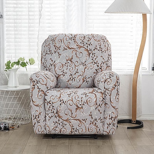Relaxsessel-Bezüge, Schonbezüge, superelastisch, mit Blumenmuster, rutschfest, 1-Sitzer-Sofabezug, Lazy Boy-Stuhlbezüge, Möbelschutz mit Seitentasche für das Wohnzimmer Image