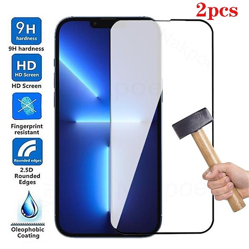 2 Stück Schutzfolie Für Apple iPhone 16 iPhone 15 14 Pro Max Gehärtetes Glas 9H Härte Anti-Blasen Anti-Fingerprint High Definition (HD) 3D-Touch-kompatibel Image