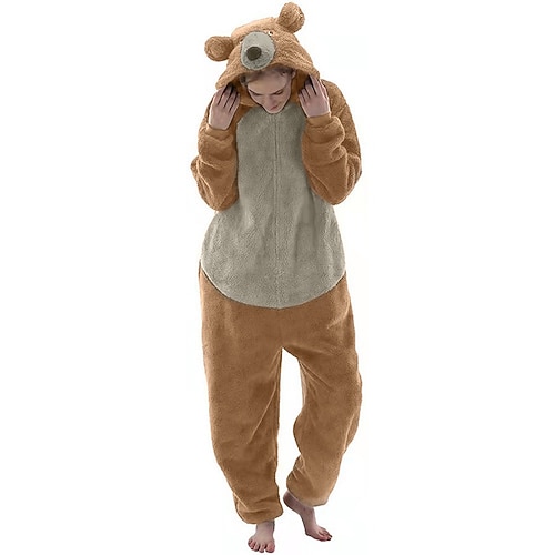 Karnevalskostüm 2026 Tier Bär Zeichentrick Karneval Kigurumi-Pyjamas Ausgefallene Kostüme Gruppenkostüm Warm Lustiges Kostüm Bequem Erwachsene Unisex Männer und Frauen Weihnachten Halloween Karneval Image