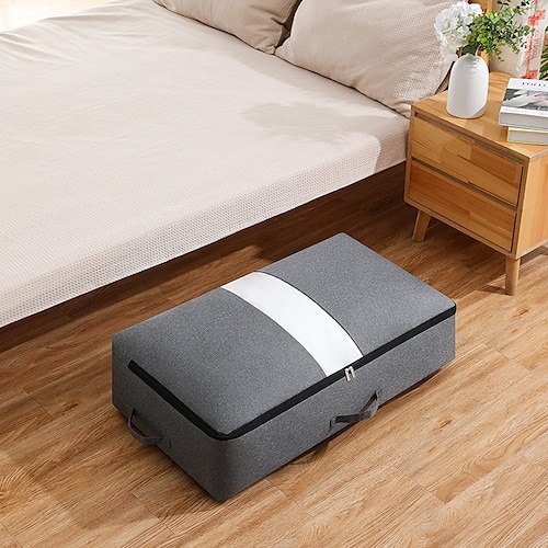 Aufbewahrungstasche für den Bettboden, Aufbewahrungstasche für Kleidungsdecken mit transparentem Fenster, faltbare Kleiderschrank-Organizer-Tasche mit großem Fassungsvermögen Image