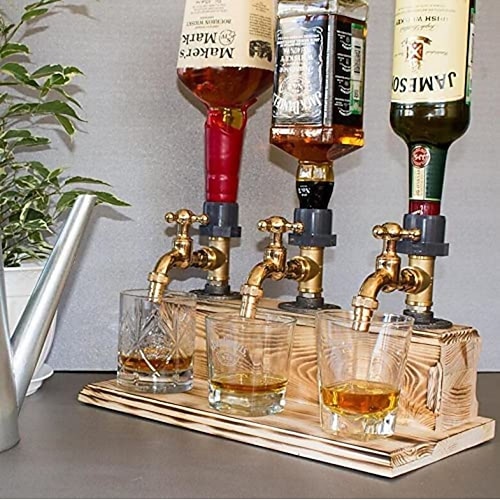 Whiskey-Holzspender, Schnapsspender in Form eines Wasserhahns, Daddy Lieblings-Whisky-Wein-Holzspender für Home Bar Dinner Party Restaurant, Papa Papa Freund Ehemann Geschenk Image