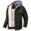 Herren Hoodie Jacke Gepolsterte Wanderjacke Fleecejacke für Wanderer Oberbekleidung Windbreaker Windjacke Parka Außen warm halten Windundurchlässig Fleece-Futter Atmungsaktiv Winter Amy Green Khaki