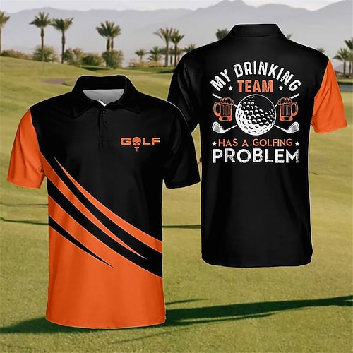 Herren Gestreift Sport-Poloshirts Golfshirt Kurzarm Polo-Shirts Hemden mit Kragen Lässig Sportbekleidung Urlaubskleidung Knöpfe 3D-Druck Gelb Rote Königsblau Image