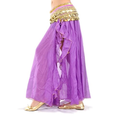 Bauchtanzrock mit Schlitz vorne für Damen, Training, Performance, tief ausgeschnittener Chiffon (ohne Hüfttuch) Image