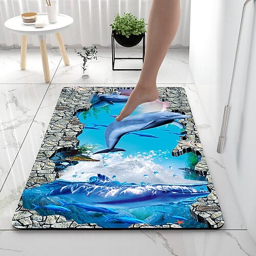 Diatomeenerde-Badematte 3D Seaworld super saugfähige Badezimmerteppich-Fußmatte neues Design Image