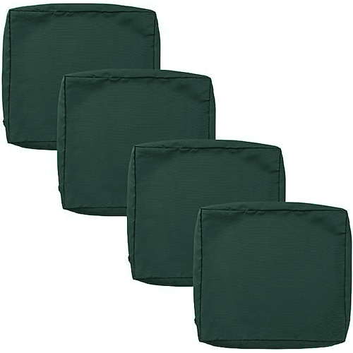 4 Stück wasserdichte Sitzkissenbezüge für den Außenbereich, Terrasse, Garten, gestreift, wasserabweisend, schlicht, quadratisch, Reißverschluss, traditionell, klassisch, einfarbig Image