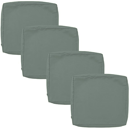 4 Stück wasserdichte Sitzkissenbezüge für den Außenbereich, Terrasse, Garten, gestreift, wasserabweisend, schlicht, quadratisch, Reißverschluss, traditionell, klassisch, einfarbig Image
