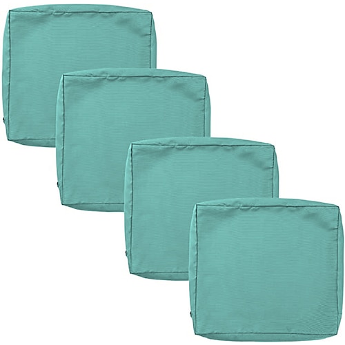 4 Stück wasserdichte Sitzkissenbezüge für den Außenbereich, Terrasse, Garten, gestreift, wasserabweisend, schlicht, quadratisch, Reißverschluss, traditionell, klassisch, einfarbig Image