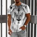 Tiger Casual Mens 3D Shirt Brown Summer Cotton Men'S Unisex Tee Animal Graphic Prints Crew Neck 3D Daily Holiday Short Sleeve Clothing Apparel