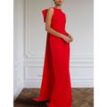 Etuikleid in Rot und Grün, Abendkleid, elegantes Kleid, formelles Kleid, Pinselschleppe, ärmellos, Juwelenausschnitt, Stretchstoff mit Schleife(n) 2024