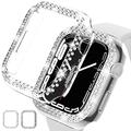 2er-Pack für Apple Watch Bumper Case 41 mm Serie 7 Zubehör kein Displayschutz iwatch PC-Bling-Schutzhülle Diamond Case Kristallrahmen für Damen Mädchen (für 41 mm nur transparent-silber)