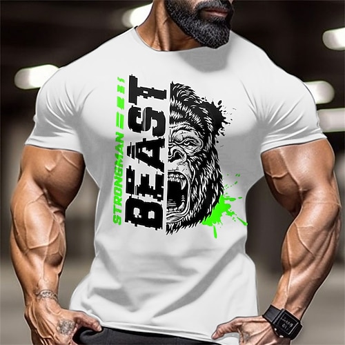 Beast Strongman Grafik-T-Shirt für Männer - Fitness Gym Workout Kurzarm Tee