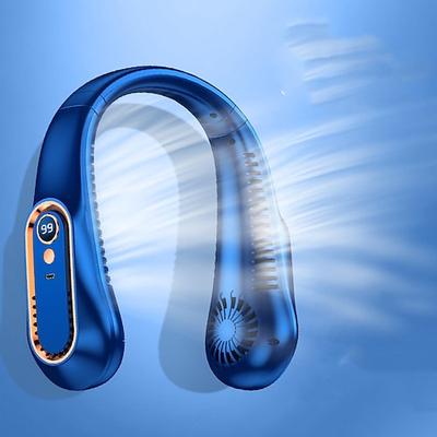 tragbarer Mini-Halsventilator mit Digitalanzeige, Power-Ventilador, blattloser Nackenbügelventilator, Luftkühler, wiederaufladbare USB-Elektroventilatoren Image