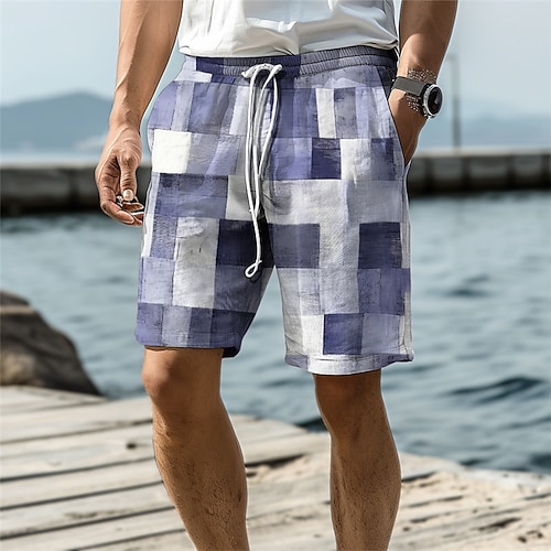 Herren Karomuster Badehosen Badeshorts Boardshorts Mittlere Taille Urlaub Hawaiianisch Resort-Stil Urlaub Ferien Strand Kordelzug mit Mesh-Futter Elastischer Bund Designer Bekleidung Image