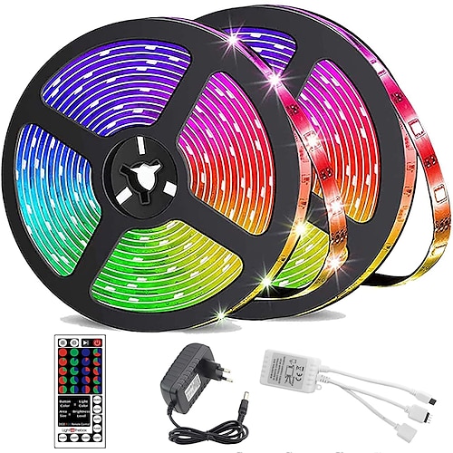 LED Lichtband Streifen LED-Streifen Lichter wasserdicht 10m (2x5m) Flexible LED-Streifen Lichter RGB Tiktok Lichter 2835 600LEDs 8mm 44keys ir Fernbedienung Image