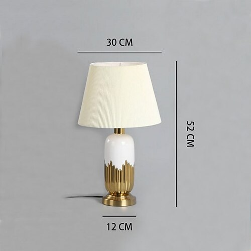 Nachttischlampe, Keramik-Nachttischlampen mit Stoffschirm und Metallsockel, schlichte Tischlampe für Home-Office-Café-Restaurant, grüne Tischlampe, 22,8 hohe Tischlampen 85-265 V Image