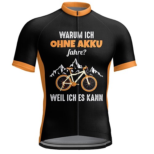 Herren Radtrikot Grafik Buchstaben Zahlen Lustig Kurzarm Fahhrad Trikot Oberteil mit 3 Gesäßtaschen Mountainbike MTB Straßenradsport Schnelltrocknend Reflektierende Streifen Rückentasche Image