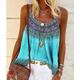 Damen Übergröße Boho-Shirt Tank Top Spaghetti-Shirt Sommertops Geometrisch Sexy Festtage Strand Gelb Ärmellos Boho Gurt